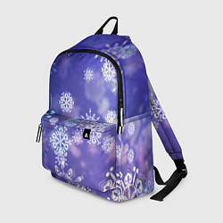 Рюкзак Крупные снежинки на фиолетовом, цвет: 3D-принт