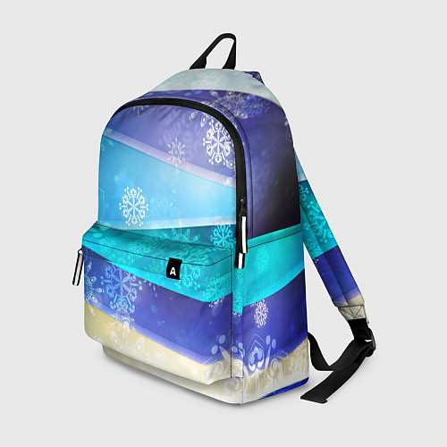 Рюкзак Абстрактный синий волнистый фон со снежинками / 3D-принт – фото 1