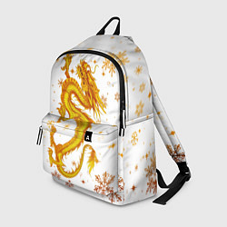 Рюкзак Золотой дракон в снежинках, цвет: 3D-принт