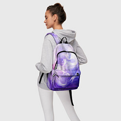 Рюкзак Белые узоры на абстрактном фиолетовом фоне, цвет: 3D-принт — фото 2