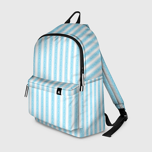 Рюкзак Бело-голубой в полоску с узором / 3D-принт – фото 1