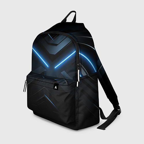 Рюкзак Синяя неоновая полоса на черном фоне / 3D-принт – фото 1