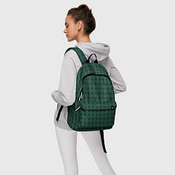 Рюкзак Тёмно-зелёный паттерн квадраты, цвет: 3D-принт — фото 2