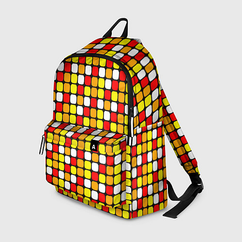 Рюкзак Красные, жёлтые и белые квадраты / 3D-принт – фото 1