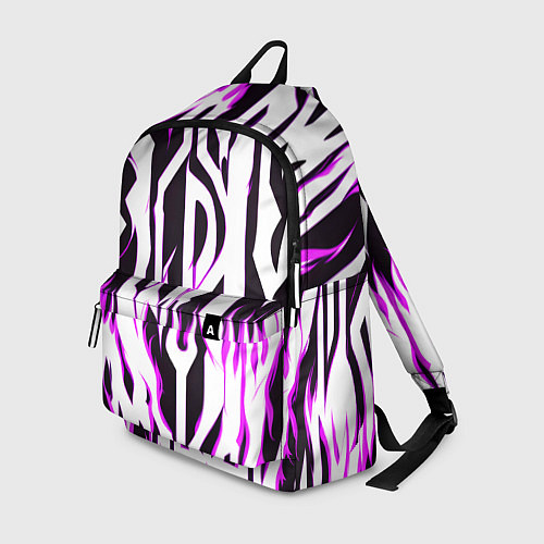 Рюкзак Белые полосы и розовое пламя / 3D-принт – фото 1
