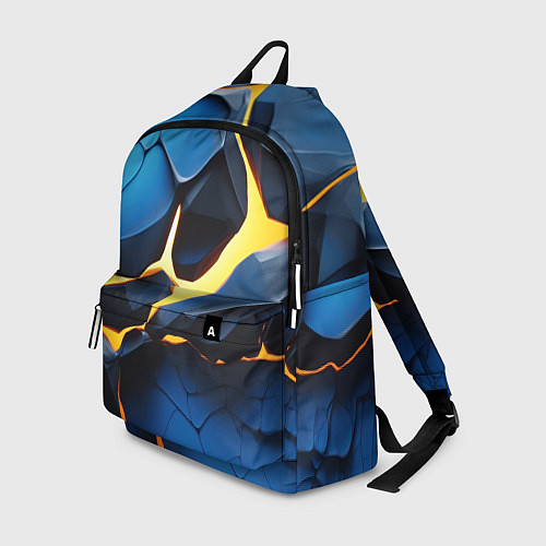 Рюкзак Желтая лава на синих плитах / 3D-принт – фото 1