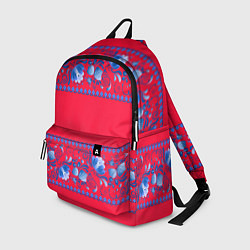 Рюкзак Голубая гжель на красном фоне, цвет: 3D-принт