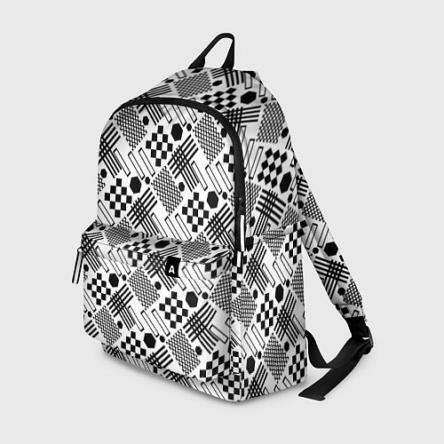 Рюкзак Современный черно белый геометрический узор / 3D-принт – фото 1