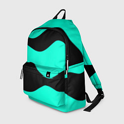 Рюкзак Бирюзовый в чёрные волнистые полосы абстракция, цвет: 3D-принт