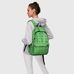 Рюкзак Белые плюсики на зелёном фоне, цвет: 3D-принт — фото 2