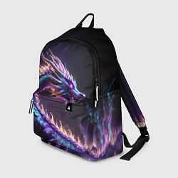 Рюкзак Неоновый сиреневый дракон на черном фоне, цвет: 3D-принт