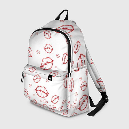 Рюкзак Паттерн красные губы на белом - lips classic / 3D-принт – фото 1