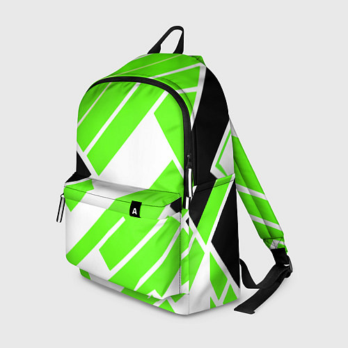 Рюкзак Зелёные широкие линии на белом фоне / 3D-принт – фото 1