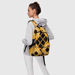 Рюкзак Чёрные квадраты и белые полосы на оранжевом фоне, цвет: 3D-принт — фото 2