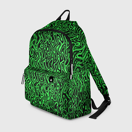Рюкзак Чёрно-зелёный абстрактный узор / 3D-принт – фото 1