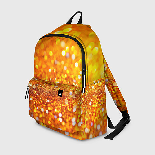 Рюкзак Оранжевые и желтые блестяшки боке / 3D-принт – фото 1