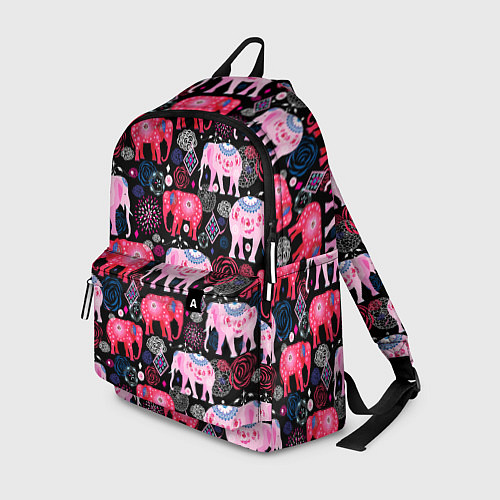 Рюкзак Орнамент разноцветных слонов / 3D-принт – фото 1