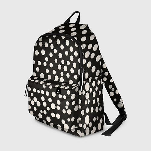 Рюкзак Черный фон с белыми кружками / 3D-принт – фото 1
