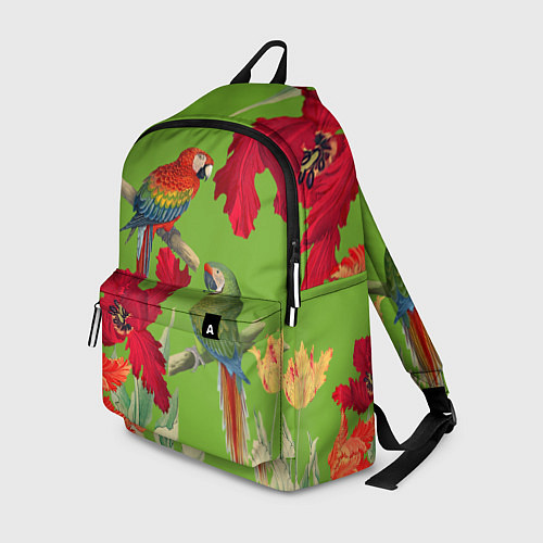 Рюкзак Попугаи среди цветов / 3D-принт – фото 1