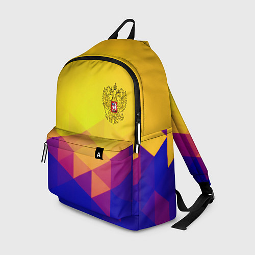 Рюкзак Желтая геометрия - спорт Россия с гербом / 3D-принт – фото 1