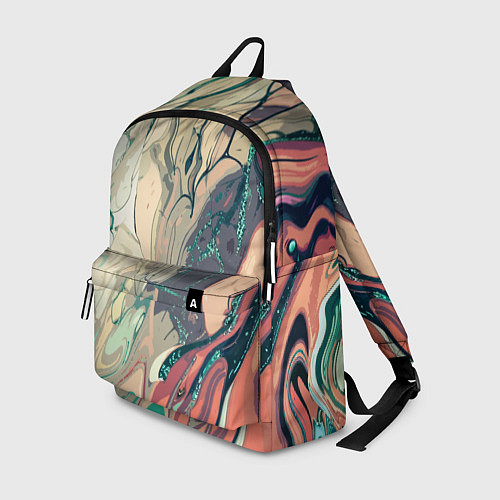 Рюкзак Зелёно-розовый стилизованный абстракция / 3D-принт – фото 1