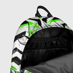 Рюкзак Чёрно-зелёные агрессивные полосы на белом фоне, цвет: 3D-принт — фото 2