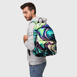 Рюкзак Абстракция смесь красок сине-зелёный, цвет: 3D-принт — фото 2