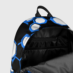 Рюкзак Бело-синие шестиугольники на чёрном фоне, цвет: 3D-принт — фото 2