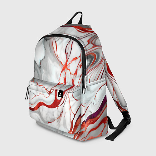 Рюкзак Красно-белый мрамор / 3D-принт – фото 1