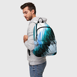 Рюкзак Чёрно-синие острые полосы на белом фоне, цвет: 3D-принт — фото 2
