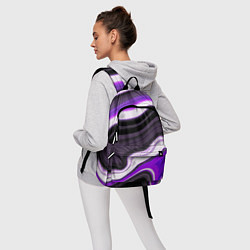 Рюкзак Волнистые горизонтальные чёрно-фиолетовые полосы н, цвет: 3D-принт — фото 2