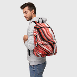 Рюкзак Волнистые вертикальные чёрно-красные полосы, цвет: 3D-принт — фото 2
