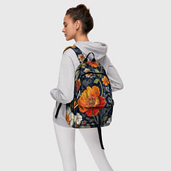 Рюкзак Маки и пионы старинный паттерн, цвет: 3D-принт — фото 2