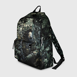 Рюкзак Медведь снайпер в лиственном камуфляже, цвет: 3D-принт