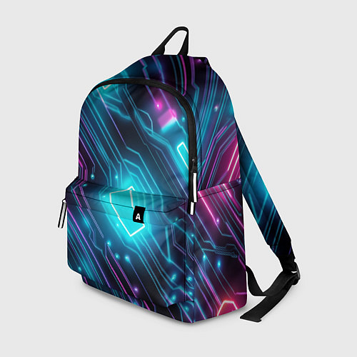 Рюкзак Неоновый узор киберпанк микросхемы / 3D-принт – фото 1