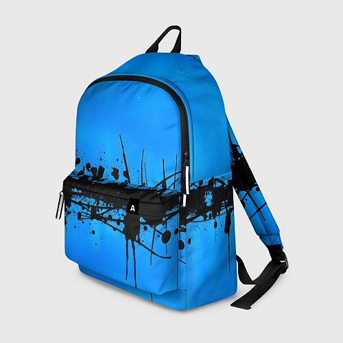Рюкзак Черные брызги краски на синем / 3D-принт – фото 1