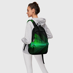Рюкзак Неоновая зеленая абстракция на черном фоне, цвет: 3D-принт — фото 2