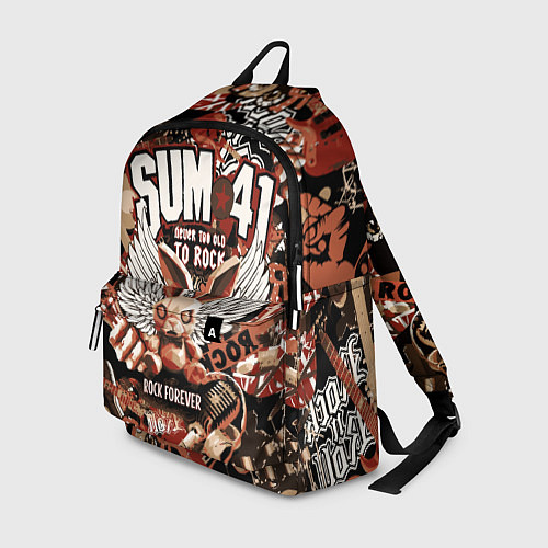 Рюкзак Sum 41 на фоне кролика и гитар / 3D-принт – фото 1