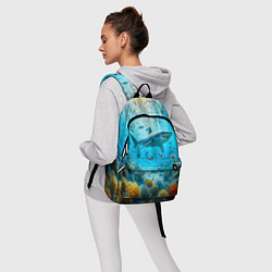 Рюкзак Белая акула в коралловом рифе, цвет: 3D-принт — фото 2