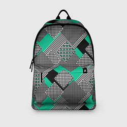 Рюкзак Черно бирюзовая абстрактная геометрия пэчворк, цвет: 3D-принт — фото 2