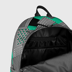 Рюкзак Черно бирюзовая абстрактная геометрия пэчворк, цвет: 3D-принт — фото 2
