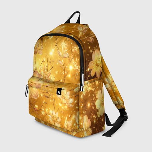 Рюкзак Цветочный золотой с искрами / 3D-принт – фото 1