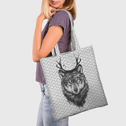 Сумка-шопер Рогатый волк, цвет: 3D-принт — фото 2