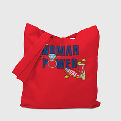 Сумка-шопер Woman power красный, цвет: 3D-принт
