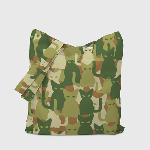 Сумка-шоппер Камуфляж- зелёные кошки / 3D-принт – фото 1