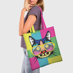 Сумка-шопер Поп-арт котик, цвет: 3D-принт — фото 2