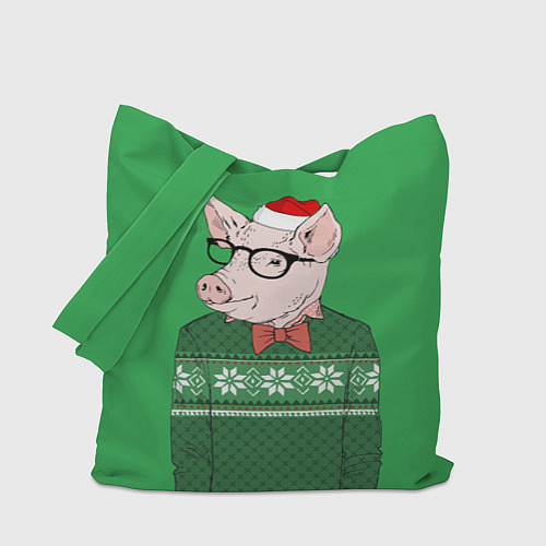 Сумка-шоппер New Year: Hipster Piggy / 3D-принт – фото 1