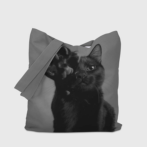 Сумка-шоппер Черный котик / 3D-принт – фото 1