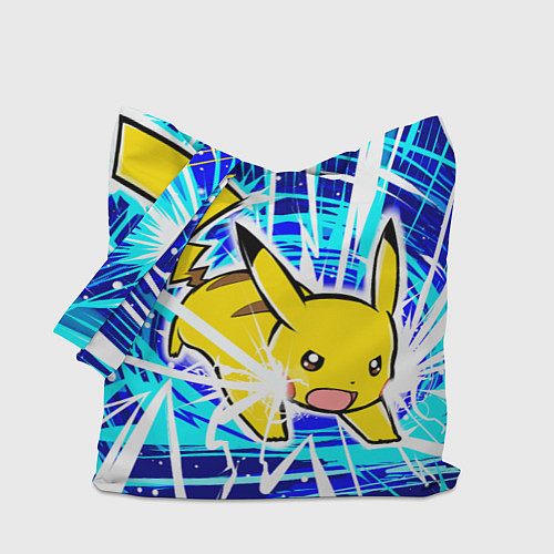 Сумка-шоппер Пикачу бежит с молниями / 3D-принт – фото 1