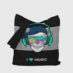 Сумка-шопер I like music - skull, цвет: 3D-принт